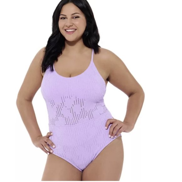 LIGHT PURPLE NINETY-NINE SCOOPNECK ONE PIECE SWIMSUIT SIZE 1X #582 - Picture 1 of 4